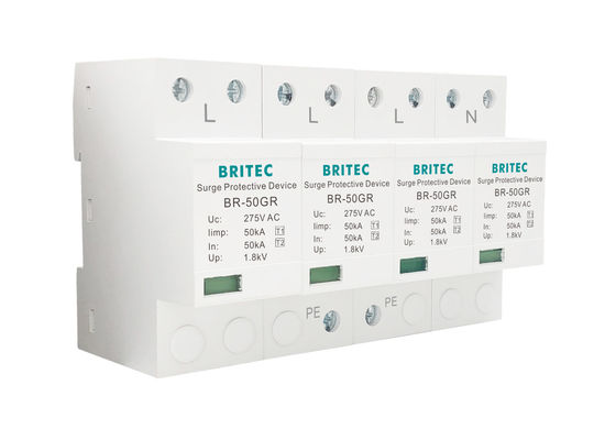 275v SPD δύναμης εναλλασσόμενου ρεύματος φάσεων 4P συσκευών 50kA τρία προστασίας κύματος δύναμης