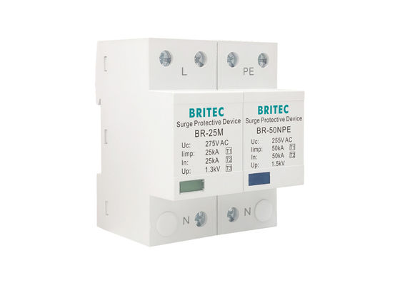 Τύπος 1+2+3 Προστατευτές υπερτάσεων Θερμοπλαστικό SPD Κράτηρα κεραυνών 25kA