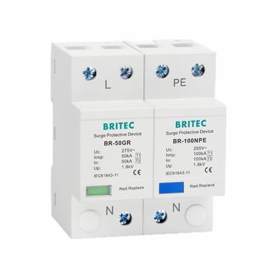 Προστατευτική συσκευή υπερχείλισης OEM Iimp 50kA Προστατευτής κεραυνών κλάσης Β