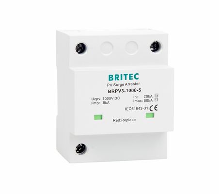 BRPV3-1000-5 T1 50kA DC 1000V 5kA pv συσσωρευτής υπερεκτάσεων Ηλιακή προστασία από υπερεκτάσεις