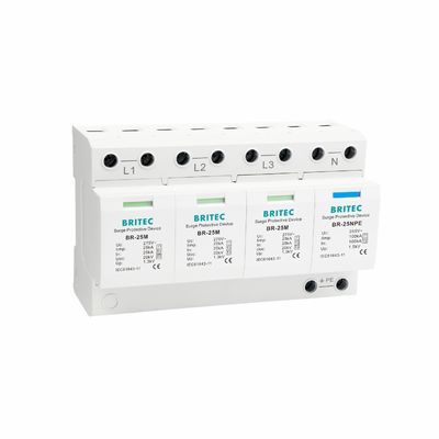 BRITEC BR-25M 3+1 Τύπου 1 Συσκευή Προστασίας από Υπερτάσεις με 25kA Iimp Ενσωματωμένη Μονάδα Τύπου 1 Προστατευτικό Υπερτάσεων