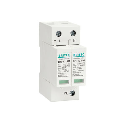 BRITEC BR-12.5M 2P 12.5kA Μονοφασικό Spd αντικεραυνικό αλεξικέραυνο Προστατευτική συσκευή προστασίας από υπέρταση κεραυνού