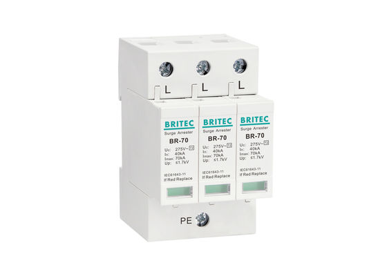 Τριφασικός τύπος - 2 κύμα Arrester 40kA - πυρκαγιά 70kA 3P - σταθερή απόδοση καθυστερούντω