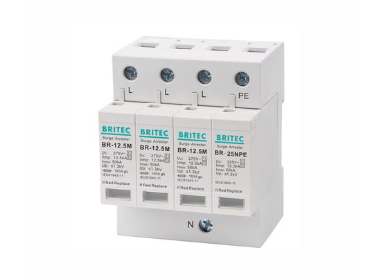 Συμπαγής κατηγορία Ψ + Γ τριφασικά ηλεκτρικά Arrester SPD 12.5kA 3P + NPE κύματος