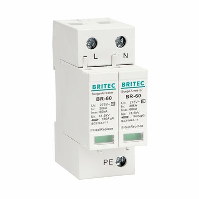 BR275-60 2P 2P ac SPD 60kA 2P Μονοφασική Συσκευή Προστασίας από Υπερτάσεις (SPD) Αλεξικέραυνο Συσκευή Προστασίας από Υπερτάσεις