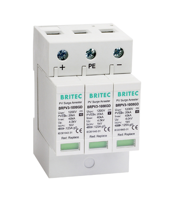 BRPV3-1000 1000V 3P Ηλιακή φωτοβολταϊκή spd DC Προστασία από υπερτάσεις Συσκευή προστασίας από υπερτάσεις Καταστολέας δέσμευσης pv dc προστασία από κεραυνό