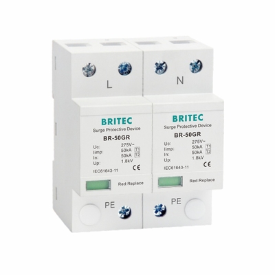 Κατηγορία Ι καλύπτρα 10/350 ενιαία φάση 50KA 150V/275V/320V κύματος δύναμης