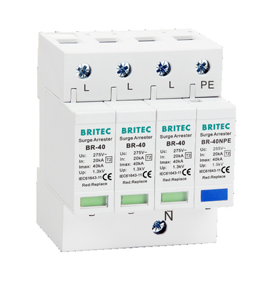 Τύπος T2 BR-40 3P+1 - 2 κύματος Arrester SPD προστάτη βροντής 3 φάσης αστραπής ανασχετικό