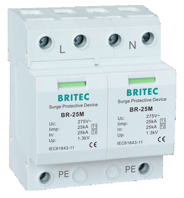 BRITEC BR-25M T1+T2 B+C 3P DIN Rail 35mm Spd T1 varistor υπερεκκλιματισμός type1 3p υπερεκλιματισμός