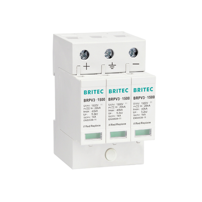 BRPV3-1000-5 T1 50kA DC 1000V 5kA pv συσσωρευτής υπερεκτάσεων Ηλιακή προστασία από υπερεκτάσεις