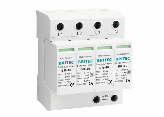 Iec61643-1 εναλλασσόμενο ρεύμα 4 40ka θερμική πλαστική κατοικία προστάτη κύματος SPD Πολωνού