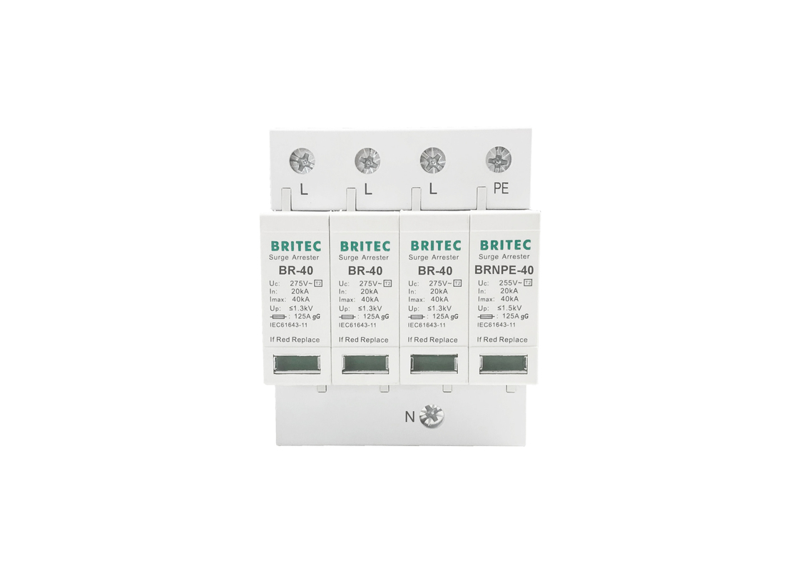 40kA 275V/255V Τεχνολογική διάταξη προστασίας από υπερβολικές τάσεις DIN Rail 3 φάσης τύπου 2 SPD