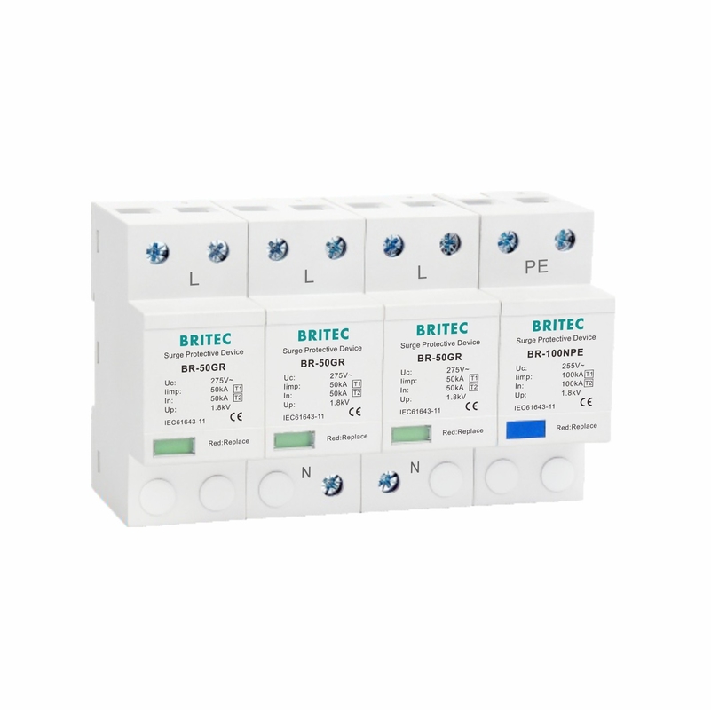Κατηγορία Ι προστάτης 150V κύματος T1 50KA 3P+NPE/υψηλής ενέργειας SPD 275V/320V
