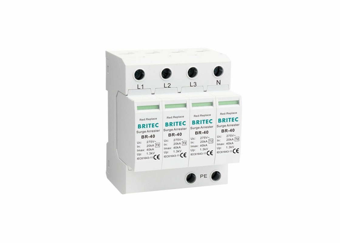 4P SPD τάξης II 40ka AC προστατευτικός 150V/275V/320V//385V/440V προστατευτικός κεραυνός