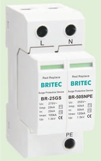 BR-25GS 1+1 spd t1 25ka Προστατευτής υπερεκτάσεων Προστασία υπερεκτάσεων κεραυνών τύπου σπινθήρα spd