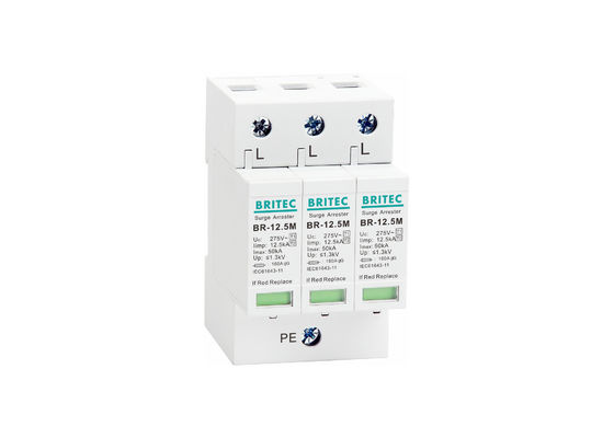 Εναλλασσόμενο ρεύμα 12.5kA BR-12.5M Arrester κατηγορία B+C BRITEC κύματος 275V T1+T2
