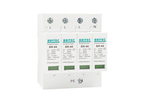 60kA AC275V DIN Rail Mount Surge Lightning Arrestor SPD για την προστασία της ηλεκτρικής ενέργειας