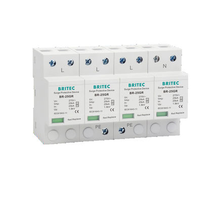 BR-25GR 1+1 τύπος SPD 25kA - 1 Arrester προστασία αστραπής εναλλασσόμενου ρεύματος 275V κύματος συσκευών προστασίας κύματος