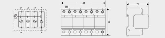 BR-25GR 4P SPD Συσκευή αντικεραυνικής προστασίας DIN Rail 35 Mm ac spd