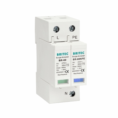 BR-60 1+1 Προστατευτής από υπερτάσεις τύπου 2 Προστατευτική συσκευή κεραυνοβολίας 60KA Τάξη C
