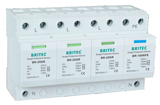 BRITEC BR-25GR 1P 25kA Type 1 Surge Rerester spd Συσκευές προστασίας από υπερτάσεις Thunder Protector