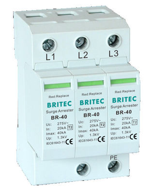 BRITEC BR-40 4P Συσκευή προστασίας από υπερβολική τάση Τρεις φάσεις SPD Προστασία από κεραυνό Συνελήφθης Κίνα κατασκευαστής προστασίας από υπερβολική τάση