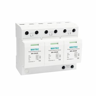 Συσκευή προστασίας από υπέρταση TUV BR-50GR 3P+N Κλάσης 1 AC 50kA τύπου 1, προστασία από κεραυνούς, εκκενωτής κενού, αντικεραυνική προστασία τύπου 1