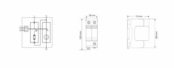 BR-25GS 1+1 Spd T1 25ka Προστατευτής υπερεκτάσεων Προστατευτής υπερεκτάσεων κεραυνών Τύπος σπινθήρα Spd