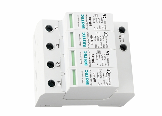 IEC61643-1 40ka AC 4 Pole SPD Προστατευτής υπεραντιστάθμισης Θερμοπλαστικό περίβλημα