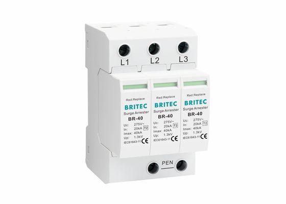 IEC 61643 Τάξη ΙΙ 3P Πληκτρολογήσιμη συσκευή προστασίας από υπερβολικές τάσεις τύπου 2 SPD 40kA για προστασία από κεραυνό