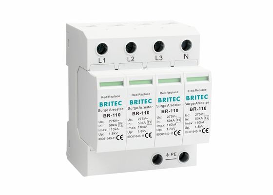 110kA SPD 4-πολικό Προστατευτικό Υπερτάσεως AC Χαμηλής Υπολειμματικής Τάσης