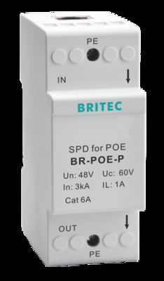 BR-POE-M 48V RJ45 Προστασία Υπερτάσεως ethernet surge protector  POE Power Over Ethernet data surge protector POE Gigabit 1000mbps Rj45 Ethernet Εξωτερική Προστασία Υπερτάσεως Βιομηχανική Δικτυακή Έξοδος Μετάλλου