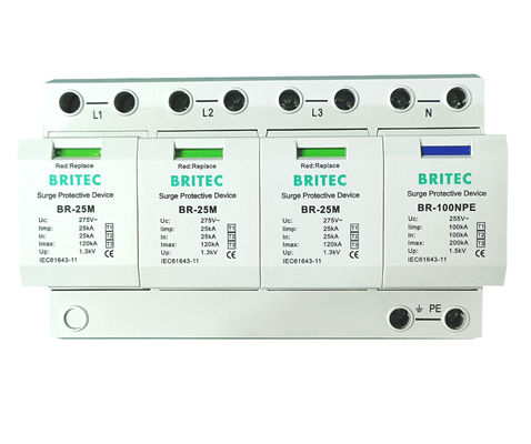 BRITEC BR-25M 3+1 Τύπου 1 Συσκευή Προστασίας από Υπερτάσεις με 25kA Iimp Ενσωματωμένη Μονάδα Τύπου 1 Προστατευτικό Υπερτάσεων