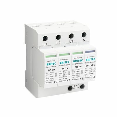 Προστασία AC Surge Protector AC SPD 3P+NPE 275V Iimp:7kA Προστασία από κεραυνούς για το σπίτι Συσκευή προστασίας χαμηλής τάσης