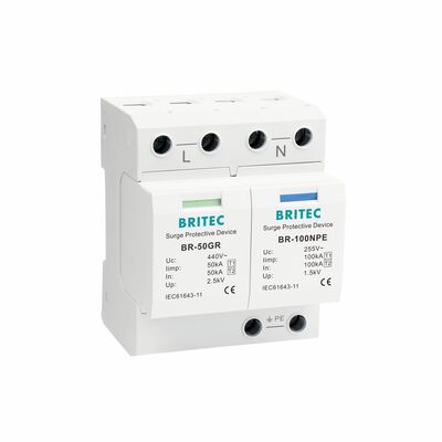 BR-50GR 3+1 OEM ODM σπινθήρα 50ka Προστατευτική συσκευή υπερέντασης χαμηλής τάσης Ηλεκτρική κατηγορία 1 Συγκρατητής υπερέντασης τύπου 1 spd Προστατευτικές συσκευές υπερέντασης τύπου 1 SPD χαμηλής τάσης LV Ηλεκτρικό δίκτυο διανομής