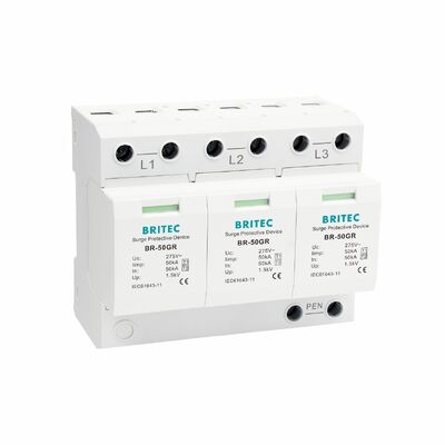 BR-50GR 3+1 OEM ODM σπινθήρα 50ka Προστατευτική συσκευή υπερέντασης χαμηλής τάσης Ηλεκτρική κατηγορία 1 Συγκρατητής υπερέντασης τύπου 1 spd Προστατευτικές συσκευές υπερέντασης τύπου 1 SPD χαμηλής τάσης LV Ηλεκτρικό δίκτυο διανομής