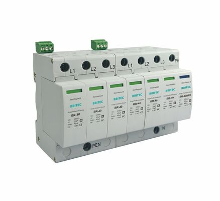 BR-40 275 6+1 τύπου 2 προστατευτής υπερεκτάσεων275V din σιδηροδρομικός δέκτης κεραυνών 3 φάσης spd
