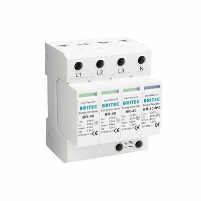 BR-40 275 6+1 τύπου 2 προστατευτής υπερεκτάσεων275V din σιδηροδρομικός δέκτης κεραυνών 3 φάσης spd