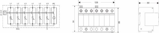 BR-40 275 6+1 τύπου 2 προστατευτής υπερεκτάσεων275V din σιδηροδρομικός δέκτης κεραυνών 3 φάσης spd