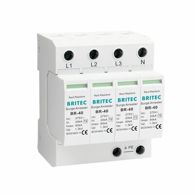 BRITEC BR-40 4P Τύπος 2 Συσκευή προστασίας από υπερβολική τάση 40kA 320V Εναρμόσιμο SPD ηλεκτροσόκ