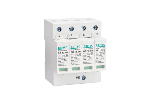 3 Φάσης Πλήρης οικιακή συσκευή καταστολής υπερτάσεων τάξης I + II 4P