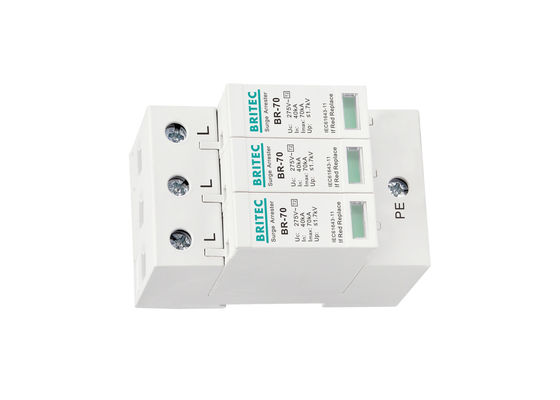 Τριφασικός τύπος - 2 κύμα Arrester 40kA - πυρκαγιά 70kA 3P - σταθερή απόδοση καθυστερούντω