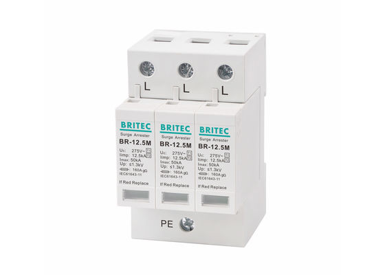 SPD 275Vac 12.5kA 3 Πολωνοί για τον τύπο προστασίας αστραπής - 1 +2/κατηγορία I+II