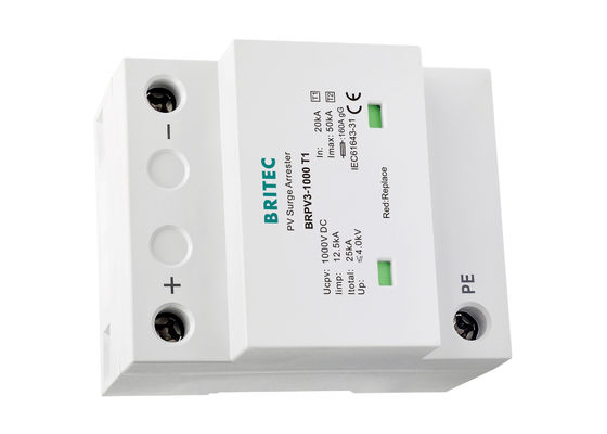 Κατηγορία Ι κατηγορία ΙΙ καλύπτρα κύματος SPD PV για τα φωτοβολταϊκά συστήματα 12.5kA 10/350us