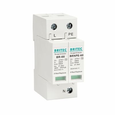 BR275-60 2P 2P ac SPD 60kA 2P Μονοφασική Συσκευή Προστασίας από Υπερτάσεις (SPD) Αλεξικέραυνο Συσκευή Προστασίας από Υπερτάσεις