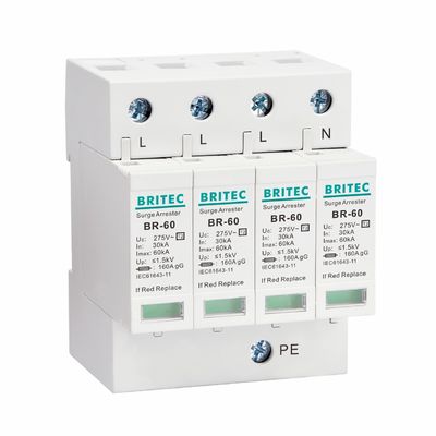 BR275-60 2P 2P ac SPD 60kA 2P Μονοφασική Συσκευή Προστασίας από Υπερτάσεις (SPD) Αλεξικέραυνο Συσκευή Προστασίας από Υπερτάσεις
