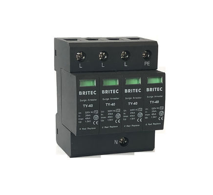 BR-40 τύπος - 2 μαύρος προστάτης βροντής αστραπής συσκευών 3P+1 IP20 προστασίας κύματος Arrester