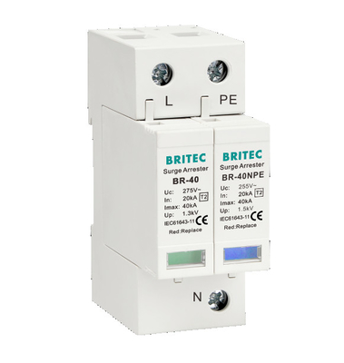 Τύπος SPD εναλλασσόμενου ρεύματος BR-40 1P+1 - 2 Arrester 40kA Singel προστασίας κύματος SPD φάσης συσκευών
