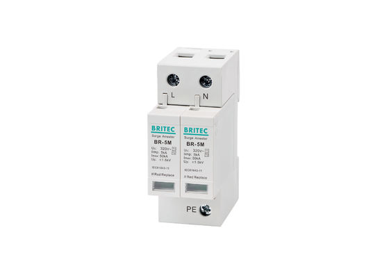 BR-5M 320V 2P Μονοφασικό SPD με 5kA Τύπου 1 + Τύπου 2 Προστασία Υπερτάσεων Συσκευή Στήριξης σε Ράγα DIN