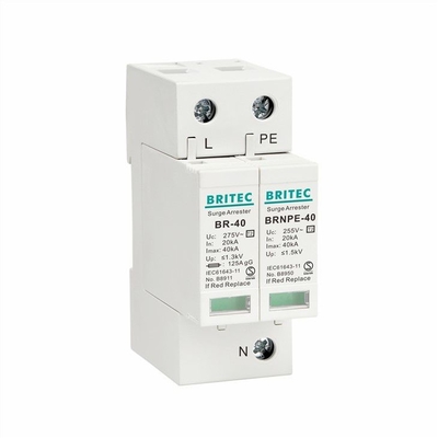 BR-40 τύπος φάσης 1P+1 40kA Singel - συσκευή προστασίας 2 κύματος για το arrester SPD κύματος ηλεκτρικού εξοπλισμού